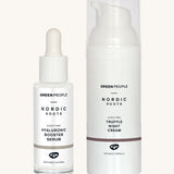 The Green People Hyaluronic Booster Serum, and the Truffle Night Cream from the Green People Nordic Nightcap Skincare Gift Set