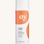 The Oy organic cleaning moisturiser for clear skin with prebiotics and green tea, on a cream background