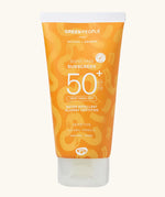 Green People SPF50 water repellent sun cream showing a 150ml orange branded tube 