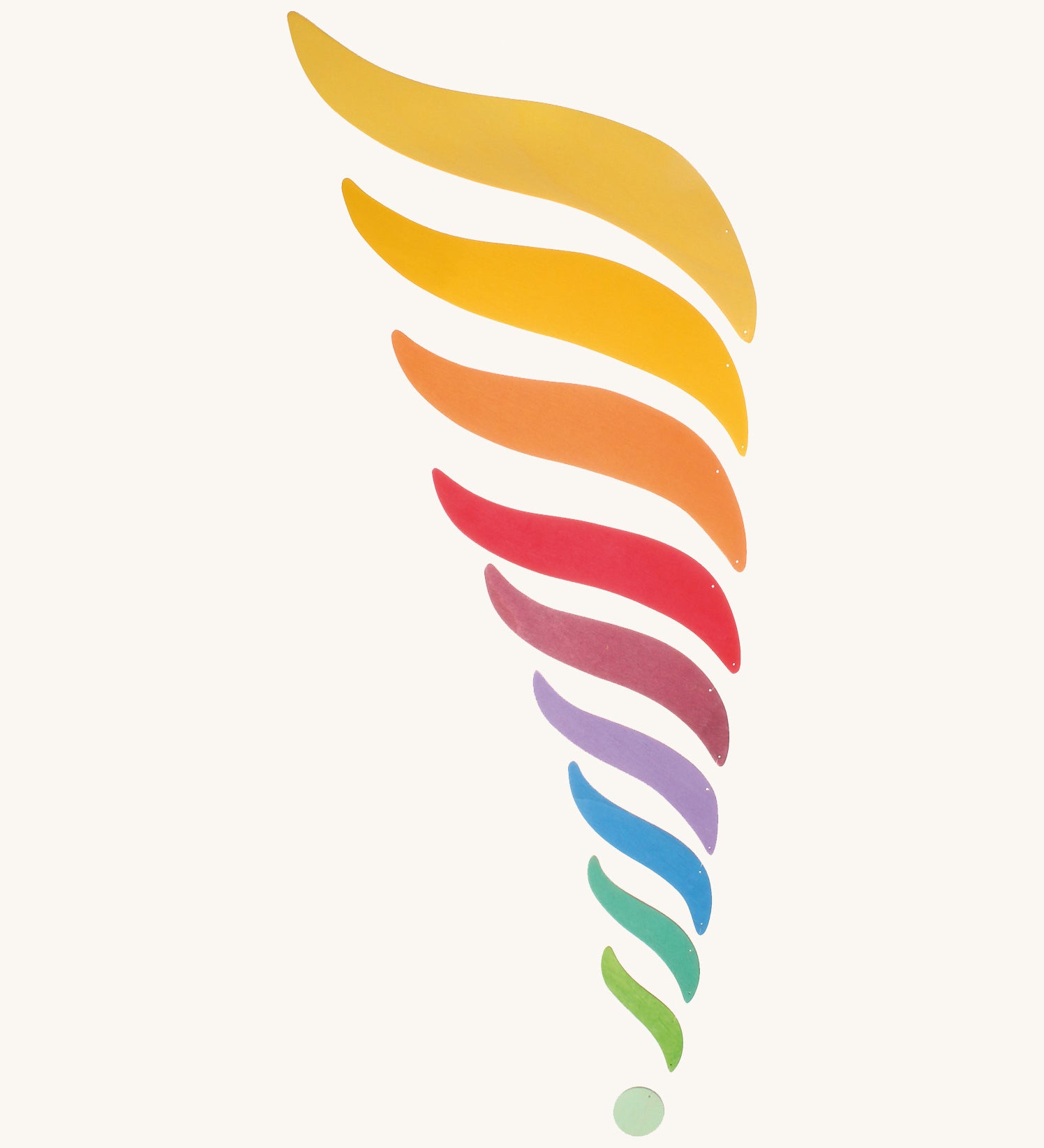 Grimms wooden harmony mobile available at Babipur. This mobile features 10 wooden wing shaped like pieces threaded through a piece of string