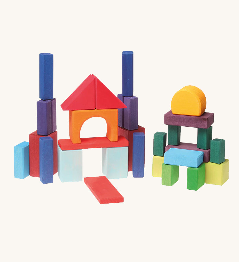 Grimm's 30 Coloured wooden Geo Blocks.