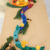 A festive inspired display using the A Grimm's Christmas Tree Celebration Ring Decoration figure available at Babipur and rainbow  celebration ring.