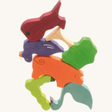 Assorted wooden figured from the Grimms figures for counting and story telling set available at Babiput.