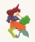 Assorted wooden figured from the Grimms figures for counting and story telling set available at Babiput.