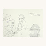 A page from the Grimms little rainbow colouring book available at Babipur showing an example page with a craftsperson making a Grimms rainbow