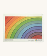 Grimms little rainbow colouring book available at Babipur showing a close up of a wooden rainbow on the back 