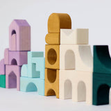 A simple build made from different hand crafted Grimm's wooden floor building set pieces 