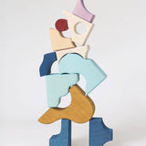 A simple stack using different handcrafted wooden Grimms pieces from the wave set.
