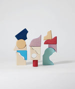 3 simple stacks using different handcrafted wooden Grimms pieces from the wave set.