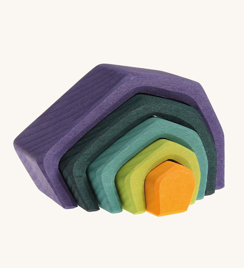 Grimm's mini earth. 5 handcrafted wooden angular arched pieces in cool earthy shades