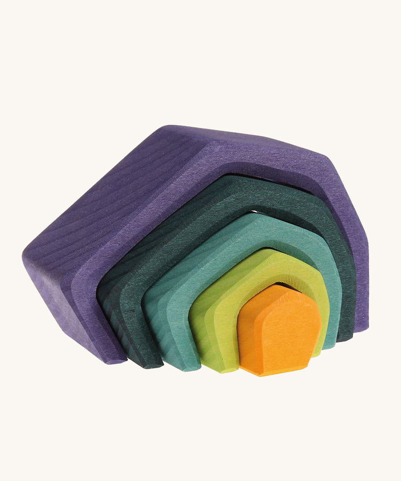 Grimm's mini earth. 5 handcrafted wooden angular arched pieces in cool earthy shades