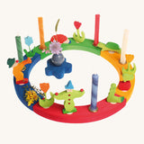 Grimm's 16-Hole Coloured Wooden Celebration Ring with candles and decorative figures
