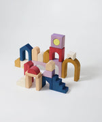 A simple construction made from different Grimm's wooden panorama building set pieces 