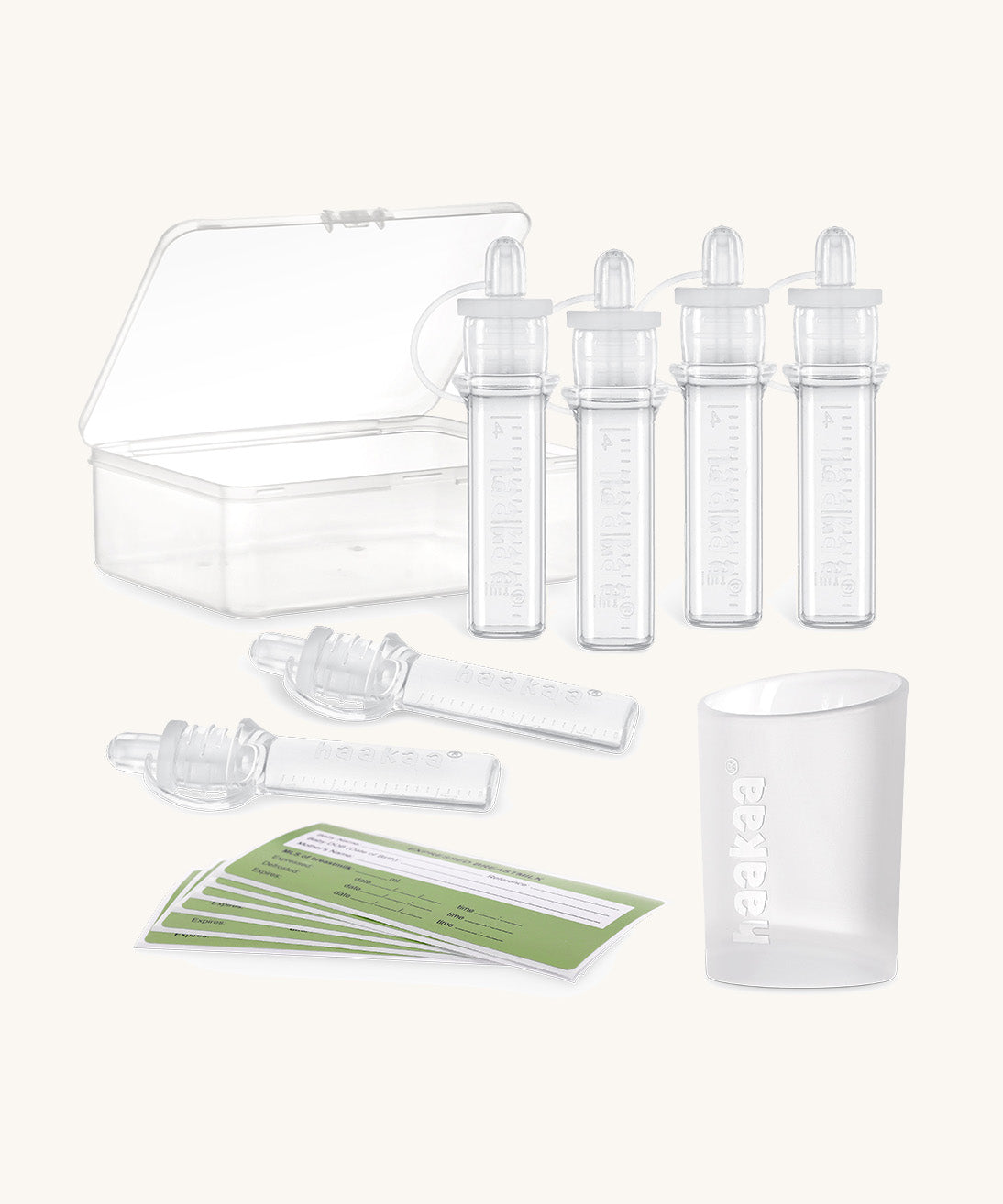 Haakaa colostrum collector feeding pack. 6 colostrum storage tubes, storage case and collecting container. 