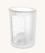 Close up of the measuring guide on the side of the collecting cup from the Haakaa colostrum collector feeding pack.