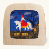 Toverlux silhouette of Saint Nicholas on a horse delivering Christmas gifts, for December and Winter celebrations.
