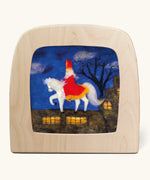 Toverlux silhouette of Saint Nicholas on a horse delivering Christmas gifts, for December and Winter celebrations.
