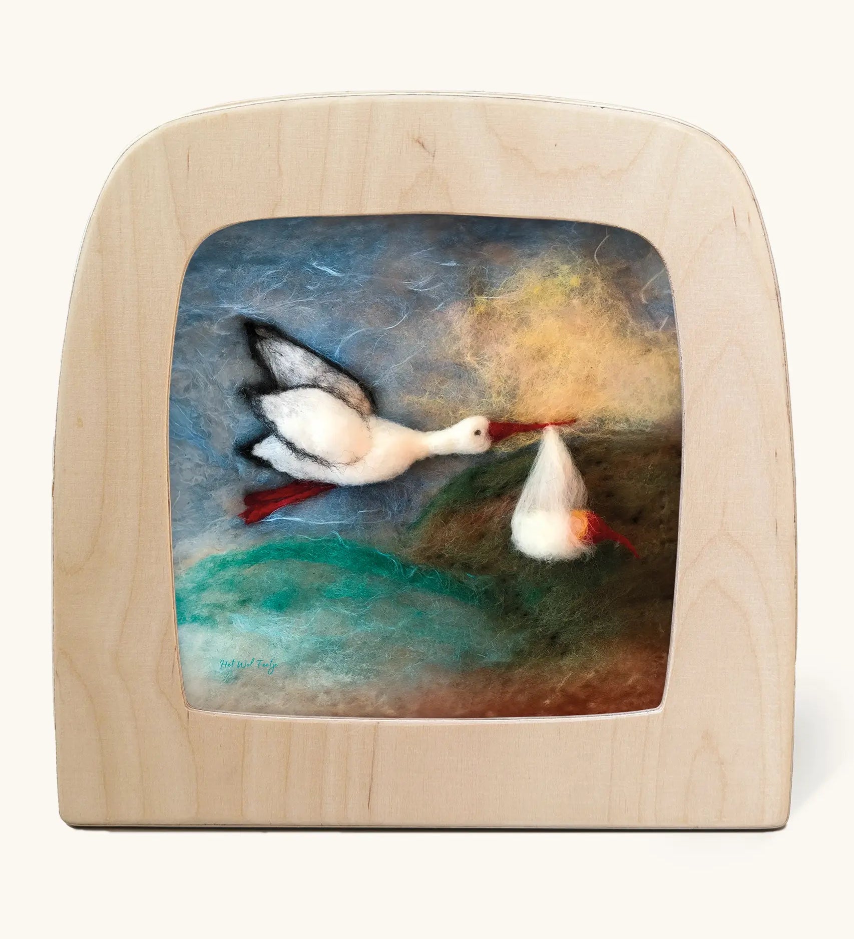 Toverlux silhouette of stork flying through a sky with a baby, for baby shower gift or new baby celebrations.