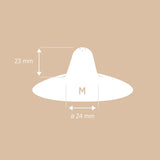 Hevea Natural Rubber Nipple Shields - diagram showing nipple measurements. 