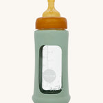 Hevea Glass Bottle Wide Neck With Rubber Sleeve - 250ml in Seafoam Blue. 