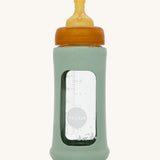 Hevea Glass Bottle Wide Neck With Rubber Sleeve - 250ml in Seafoam Blue. 