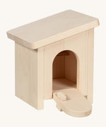 Holztiger small wooden stable made from natural unfinished wood. Showing the front door pulled down