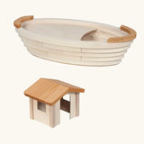 Holztiger handcrafted wooden Noah's ark showing the cabin detached from the removable top deck