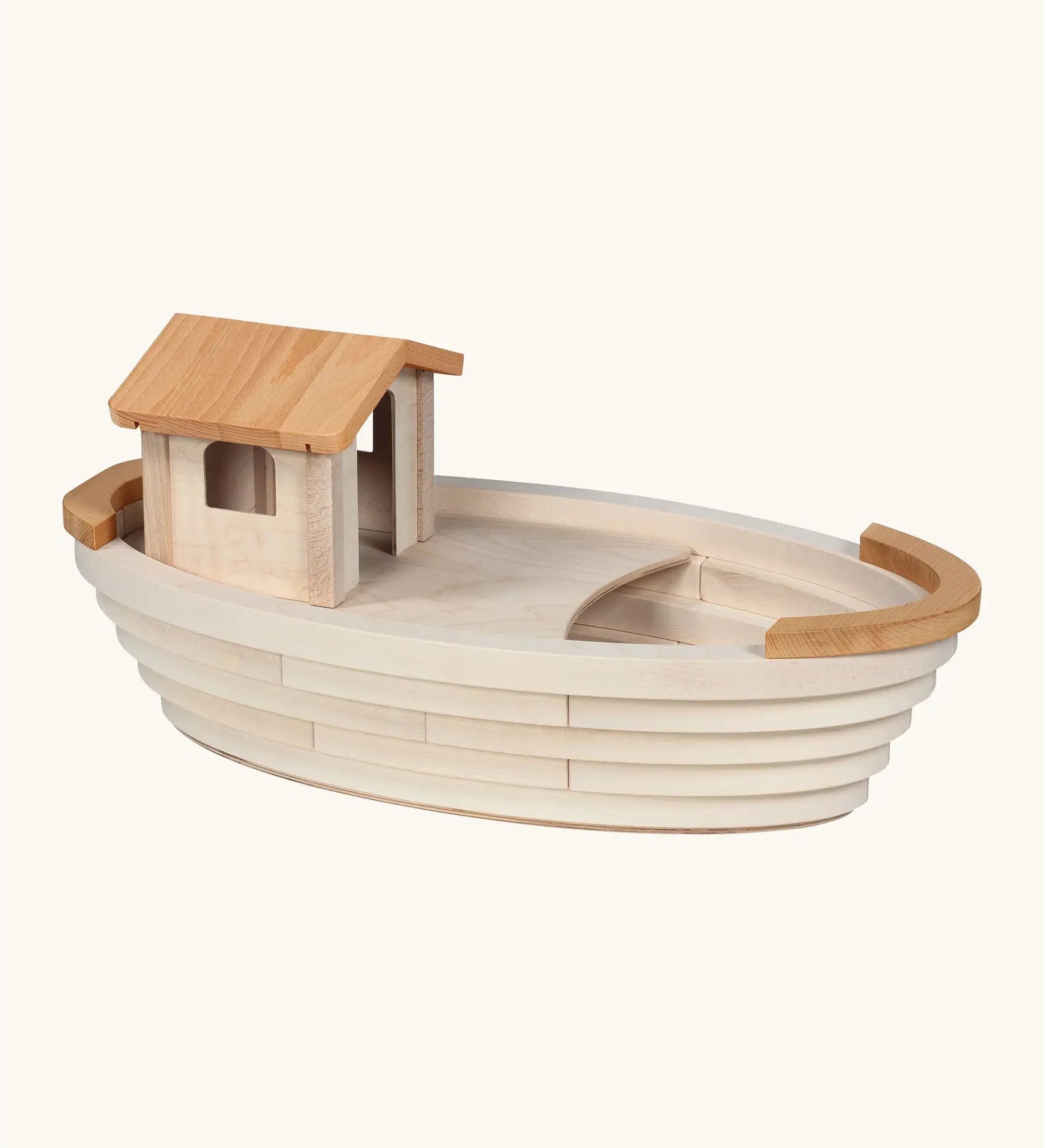 Holztiger handcrafted wooden Noah's ark with a detachable cabin and removable top deck