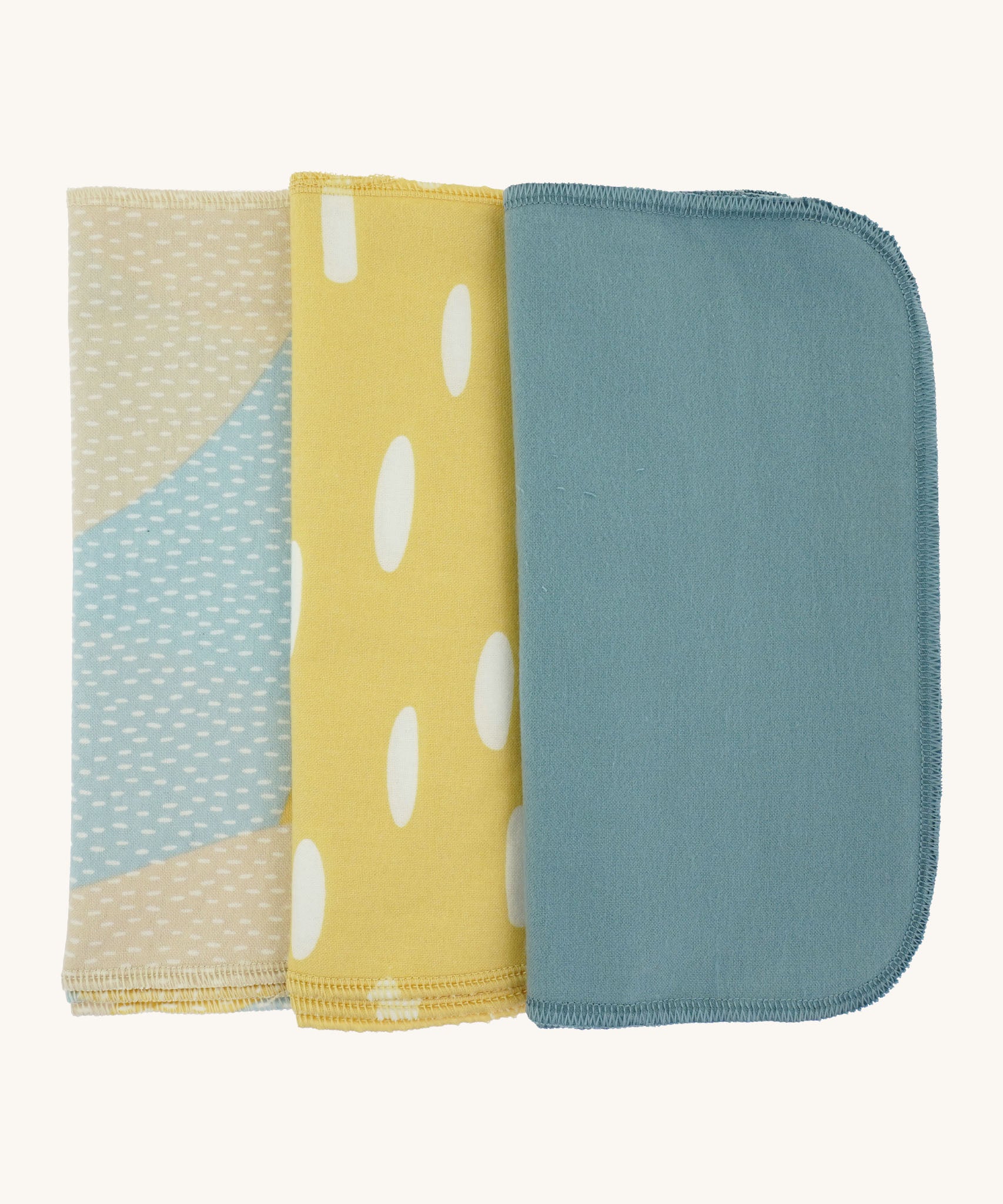 Imse Vimse Reusable blue sprinkle design 10 pack Organic Cotton Wipes showing the 2 patterned wipe set and pale blue wipes available at Babipur.