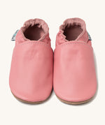 Inch Blue plain rose shoes available at Babipur. A soft pink baby leather shoe. Features a matching pink elastic ankle cuffs for a secured fit
