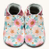 Inch Blue wildroses shoes available at Babipur. A soft white baby leather shoe with a cute pastel coloured floral design on each shoe. Features elastic ankle cuffs for a secured fit