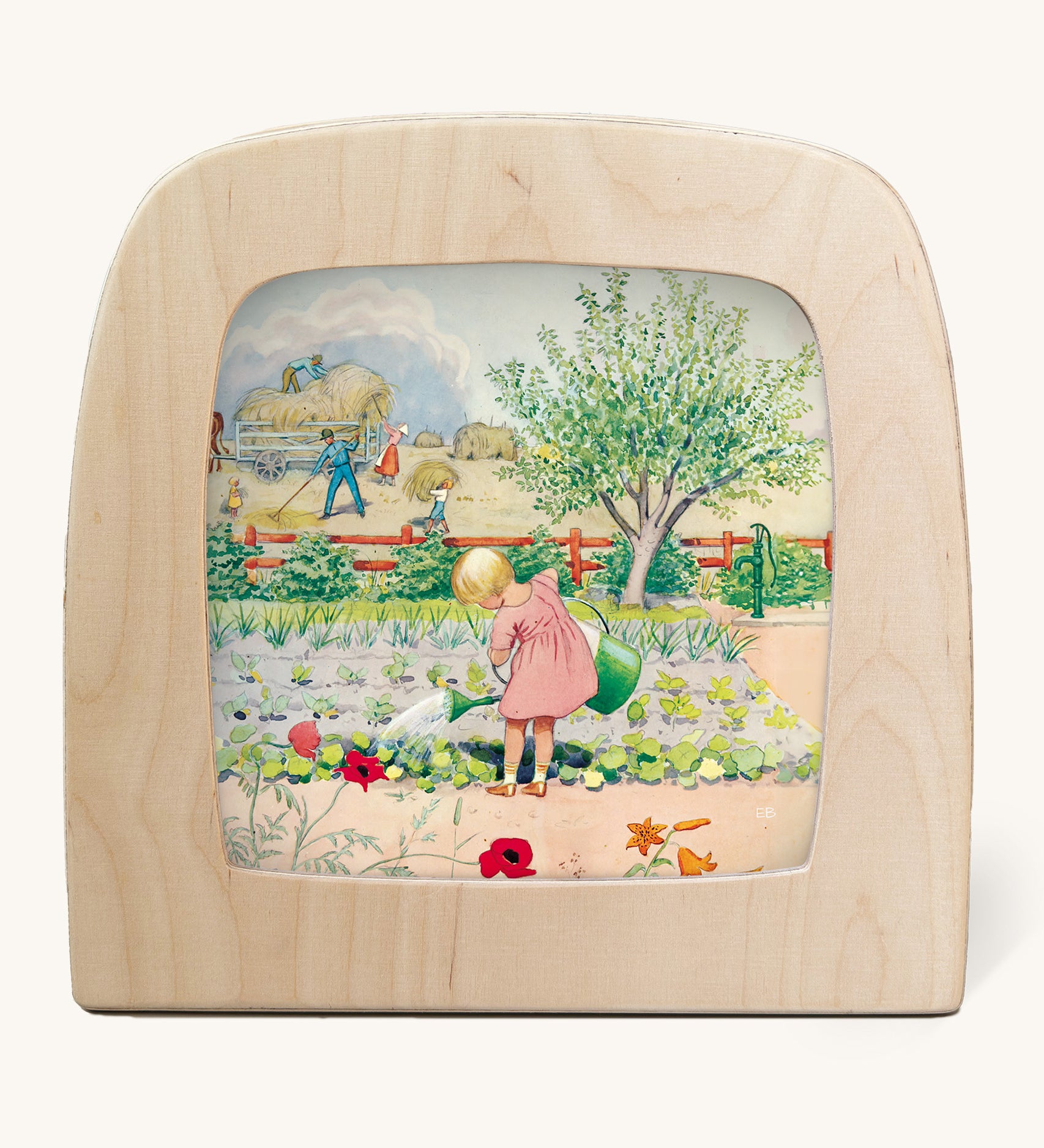 Toverlux StoryLux Silhouette Sets, Around The Year by Elsa Beskow. The image shows the July illustration inside a magic lamp, on a cream background