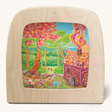 Toverlux silhouette of Hansel and Gretel, a house made of sweets in a forest, from Grimm's fairytale.