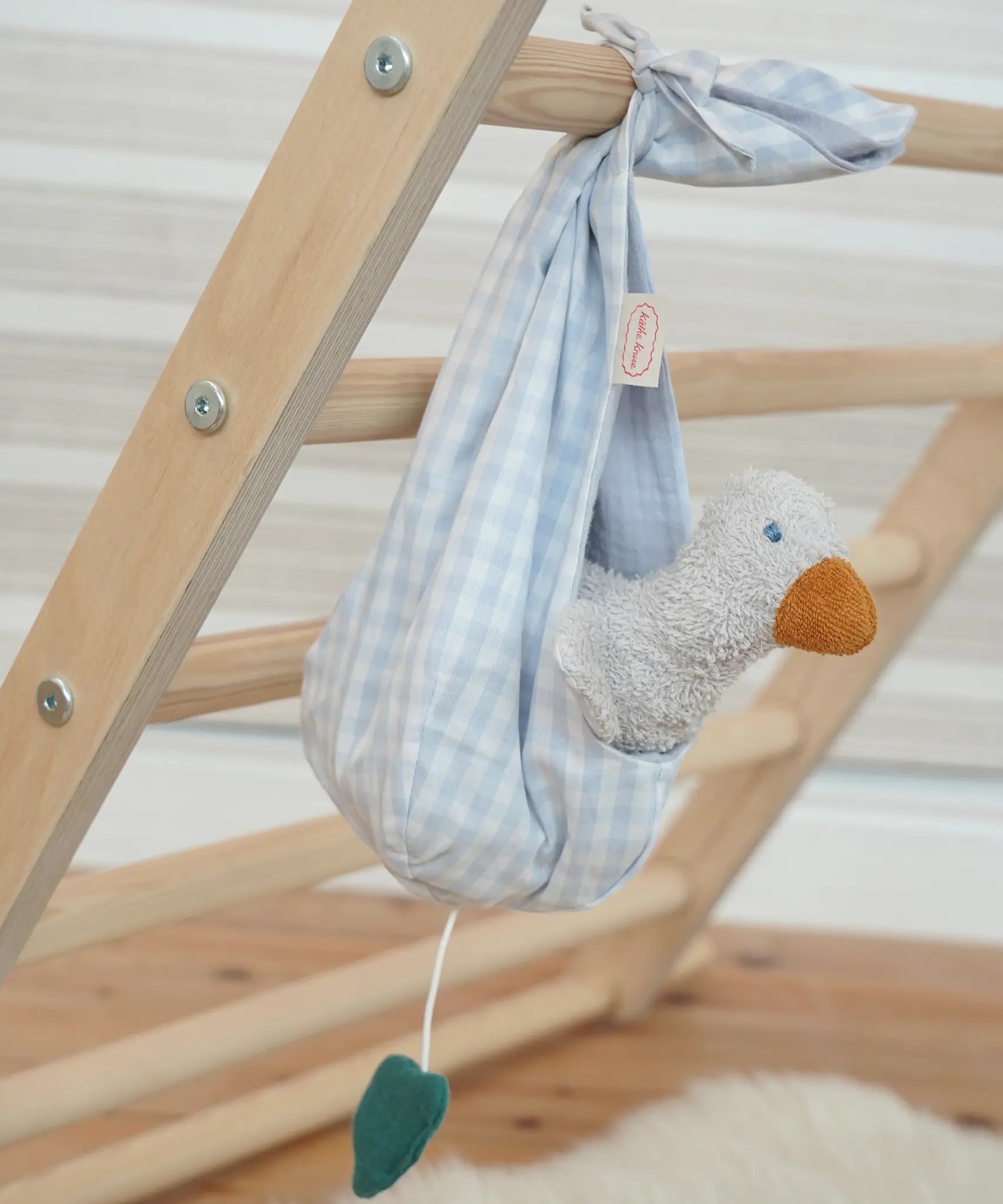 Kathe Kruse cotton musical mobile with duck rattle removable toy. 