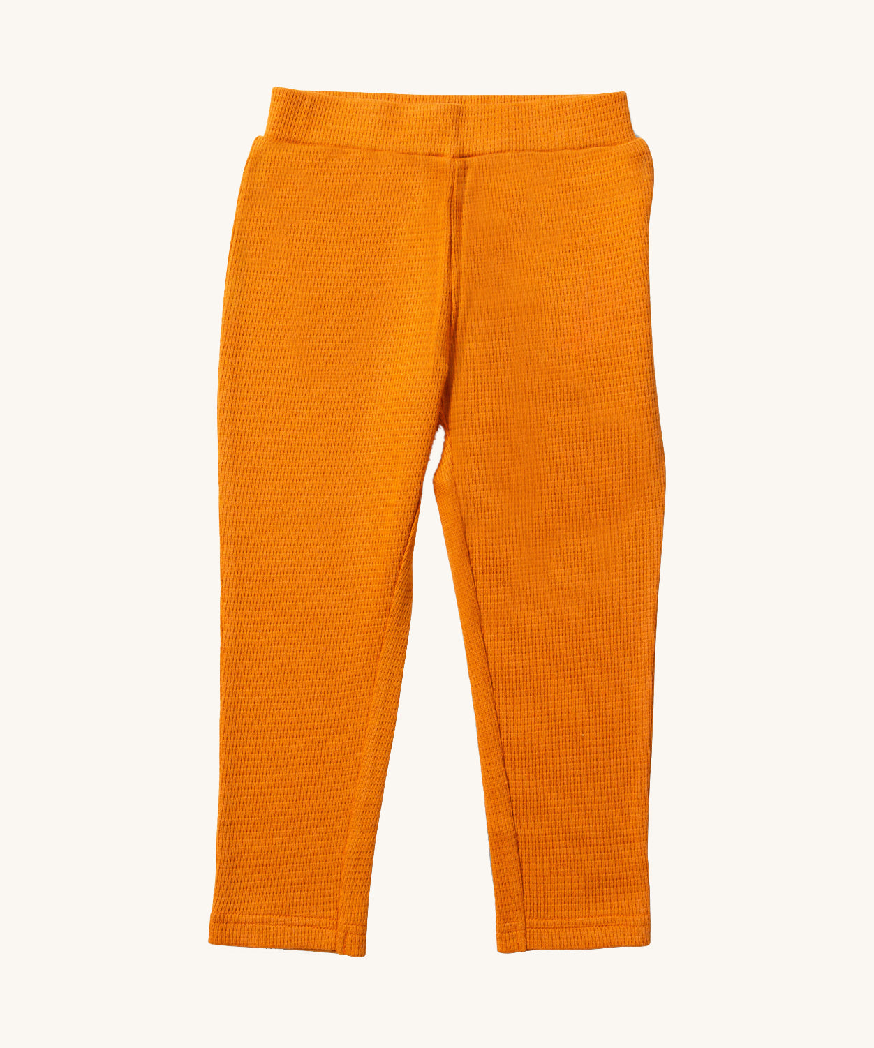 Little Green Radicals Waffle Leggings - Golden Ochre available at Babipur. A yellow GOTS organic cotton leggings with an elasticated waistband and waffle texture fabric