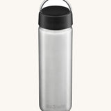 Klean Kanteen 27oz Wide Bottle with loop cap, on a cream background