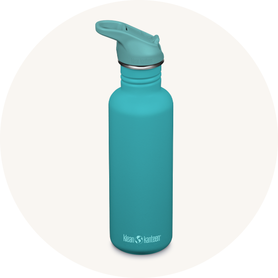Klean Kanteen 18oz Classic Narrow Flip Seal Sports Cap Bottle in balctic blue colourway, to represent all Klean Kanteen reusable bottles and tumblers at Babipur.