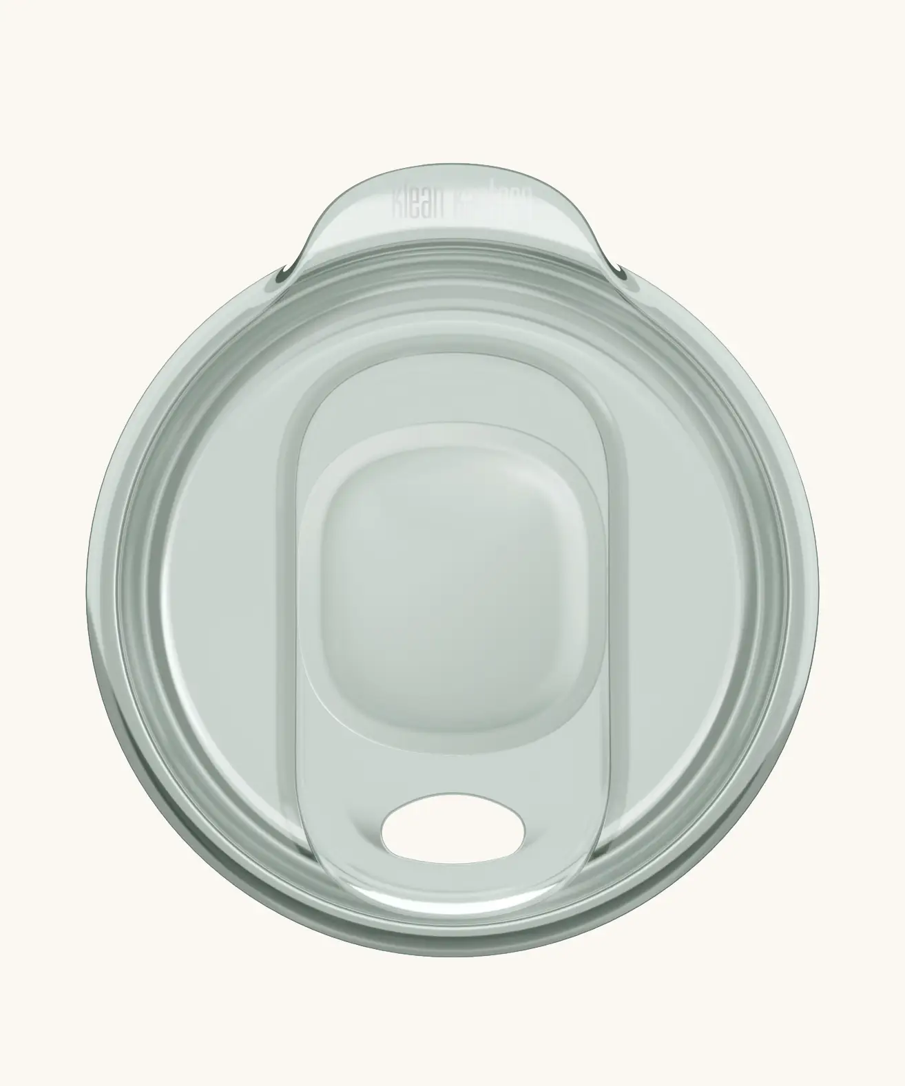 A large 90mm Klean Kanteen splash proof rise slide lid in dawn blue with the slider fully open revealing a drinking hole.