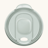 A large 90mm Klean Kanteen splash proof rise slide lid in dawn blue with the slider fully open revealing a drinking hole.