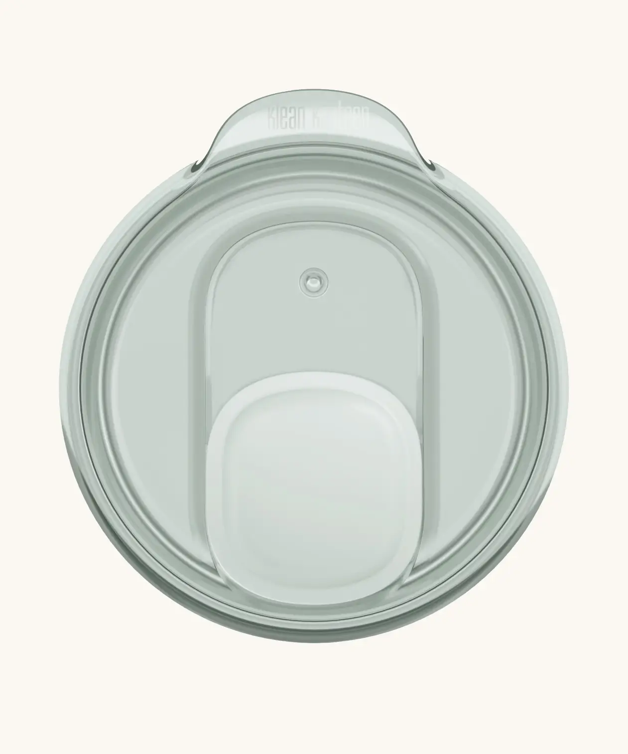 A small 78mm Klean Kanteen splash proof rise slide lid in dawn blue with the slider fully closed.