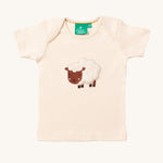 LGR Counting Sheep Applique Short Sleeve T-Shirt, in a cream fabric with a woolly sheep applique on the front
