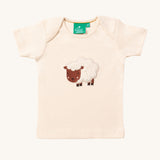 LGR Counting Sheep Applique Short Sleeve T-Shirt, in a cream fabric with a woolly sheep applique on the front