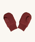 The underneath of the LGR Hazelnut Embroidered Knitted Mittens, showing the thumb section of the mittens