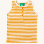 The yellow stripe vest top with yellow buttons from the LGR Adventure Organic Vest Set - 3 Pack