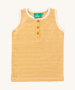 The yellow stripe vest top with yellow buttons from the LGR Adventure Organic Vest Set - 3 Pack