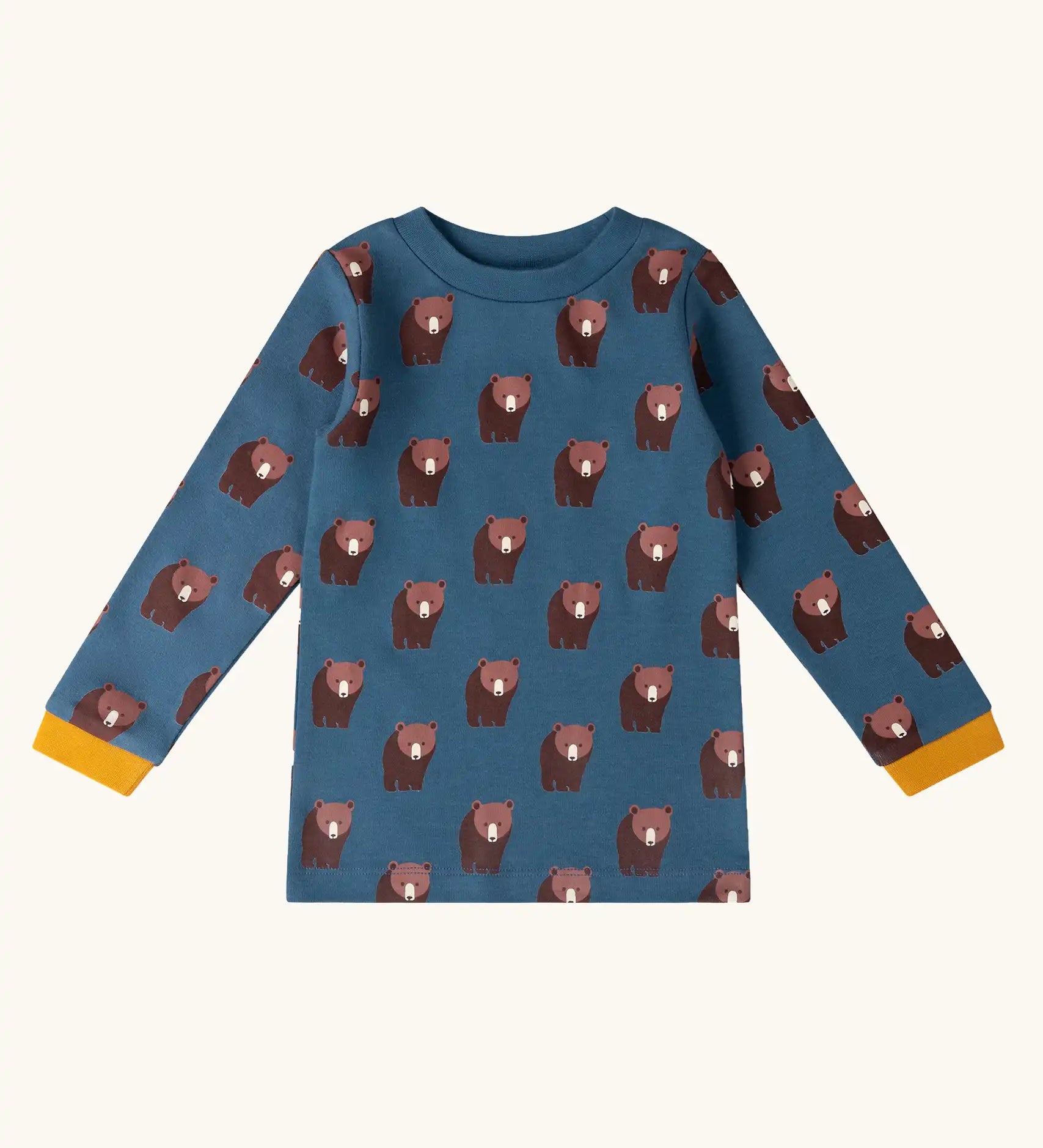 Little Green Radicals blue bears organic cotton long sleeve children's top.