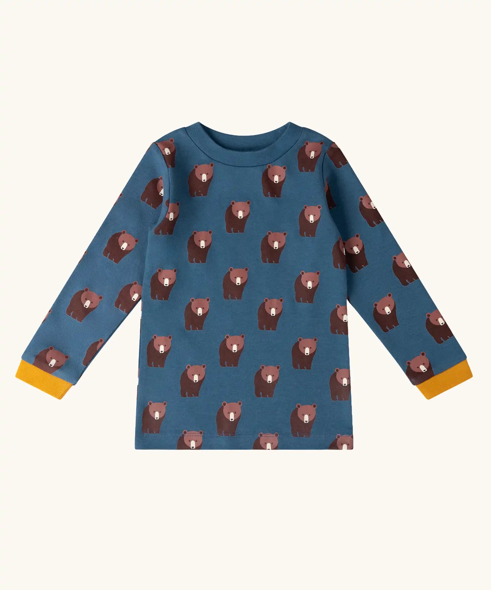 Little Green Radicals blue bears organic cotton long sleeve children's top.
