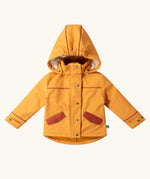 Little Green Radicals  yellow gold recycled waterproof 3 in 1 coat. Yellow gold waterproof coat with a removable fleece layer inside. 