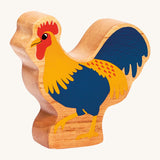 Lanka Kade blue cockerel wooden figure available at Babipur. A chunky wooden figure in a shape of a cockerel.