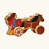 Lanka Kade chunky wooden Boudicca with shield and staff on a chariot push along toy